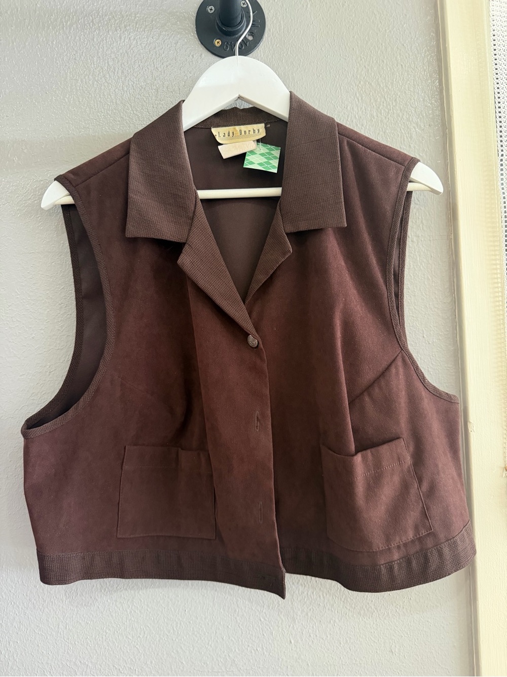 Lady Dorby Brown Sleeveless Collared Vest